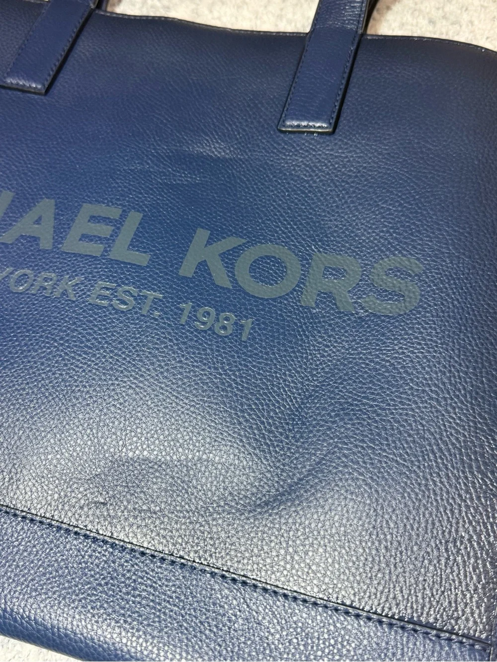 Michael Kors Navy Pebbled Leather Briefcase Tote